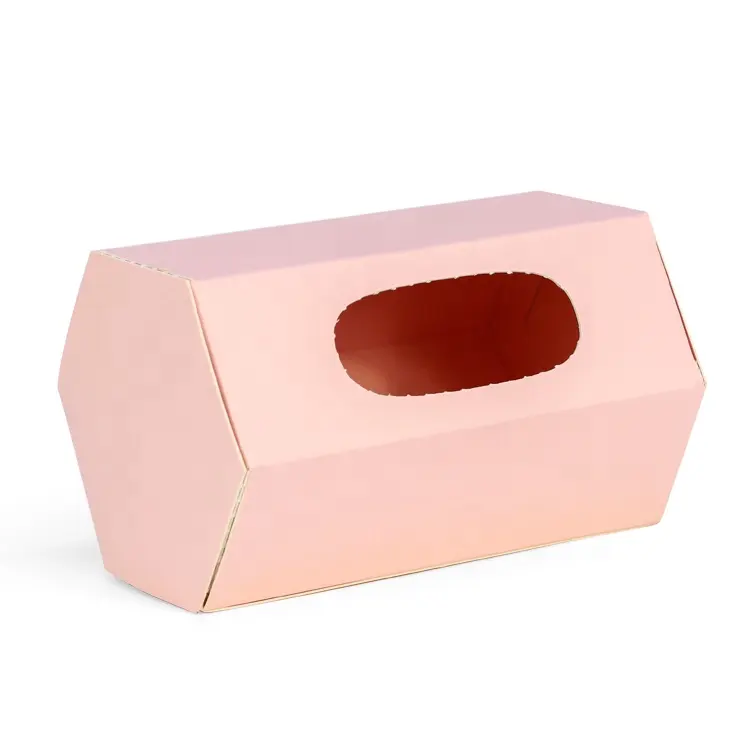 環境にやさしいカスタム包装ボックスデザイン六角形フェイシャルティッシュ使い捨てカーナプキンタオルフラット折りたたみ式紙カードボックス