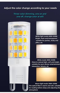Özelleştirilmiş 220V G4 G9 LED mısır ampul üç renk anahtarı kesimli karartma renk değiştiren lamba seramik iki renkli 5W ışık kaynağı - Product Image 2