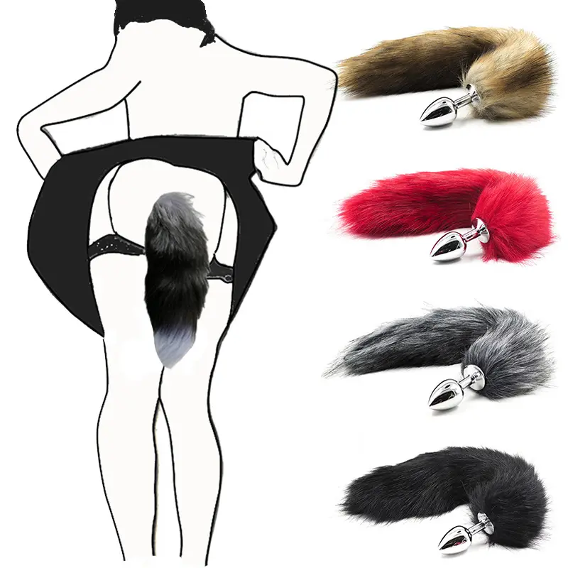 10 cores 16 polegadas Long Fox Tail Butt Plug Anal Plug Animal Tail Role Play Brinquedos Sexuais Flertando Ferramentas para Casais