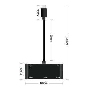 5 in 1 USB-C集线器HDMI VGA 3.5音频AUX usbC充电USB 3.0 4K HDMI适用于笔记本电脑跨国适配 - Product Image 4
