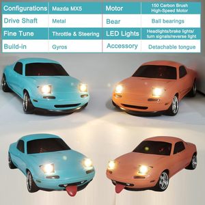 Dwi 1:18 2.4GHz รถดริฟท์บังคับวิทยุรุ่นรถแข่งโรสโคปพร้อมไฟ LED จำลองรถของเล่น RC สำหรับเด็ก - Product Image 6