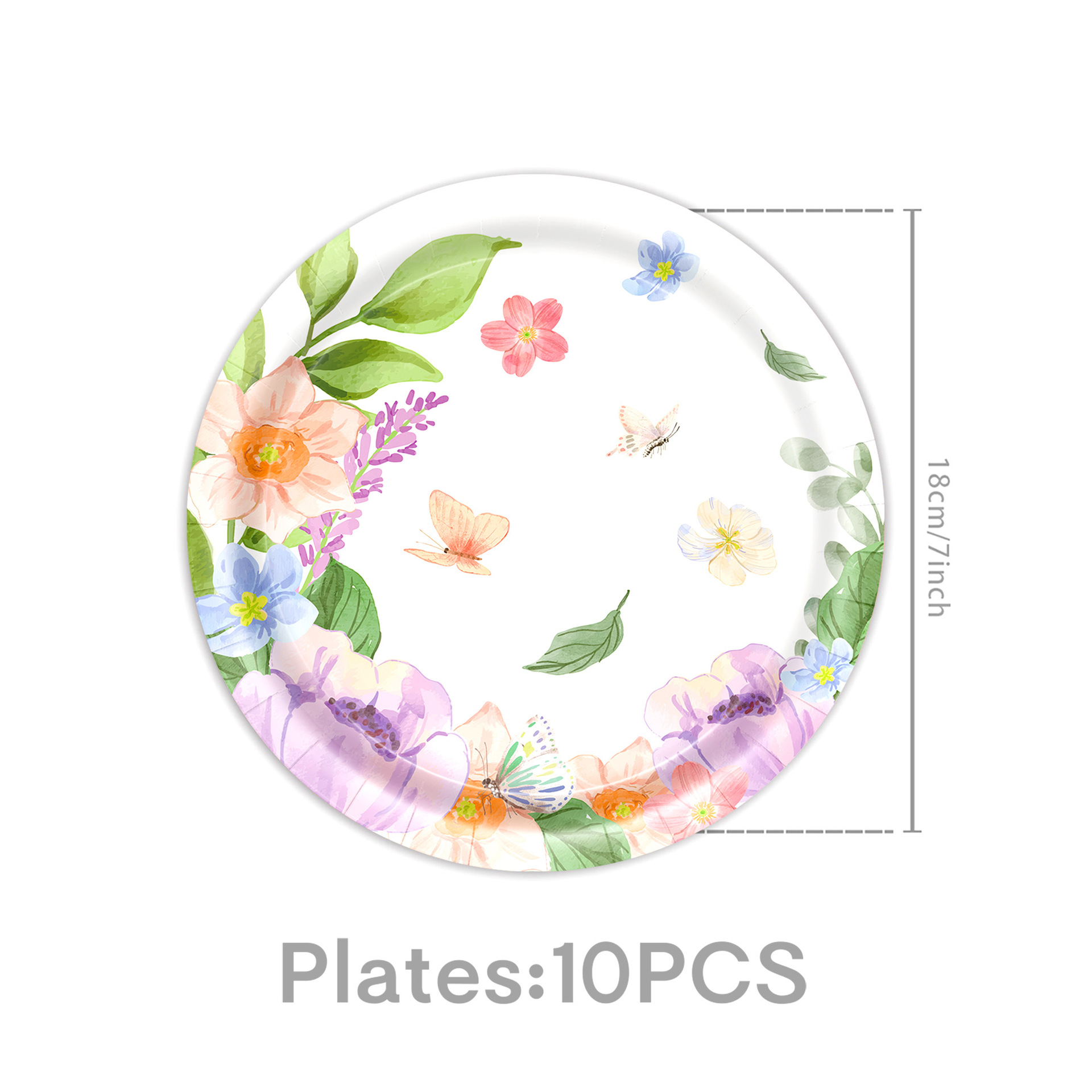Assiettes 7 pouces, 10 pièces