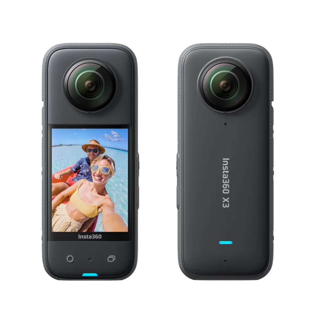 كاميرا رياضية مقاومة للماء Insta360 X3 - 360 درجة, مع مستشعر 1/2 بوصة ، تصوير ثابت ، شاشة لمس 2.29 بوصة ، بث مباشر.