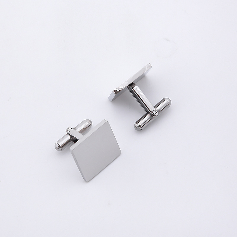 Boutons de manchette carrés argentés 1pcs