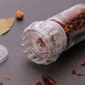 Kitchen Manual Empty Clear 100ml Glass <strong>Spice</strong> Salt Pepper <strong>Grinders</strong> <strong>Jar</strong> with Plastic Lids for <strong>Spice</strong> and Salt - Product Image 6