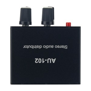 Caja divisora de audio con distribuidor de audio estéreo para 1 entrada, 2 salidas + cable de alimentación USB, 1 unidad