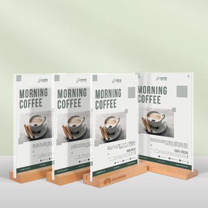 Acrylic gỗ rắn dựa trên danh sách giá decca trà sữa menu quảng cáo Thẻ Bảng trang trí Bảng Hai Mặt hiển thị đứng - Product Image 6