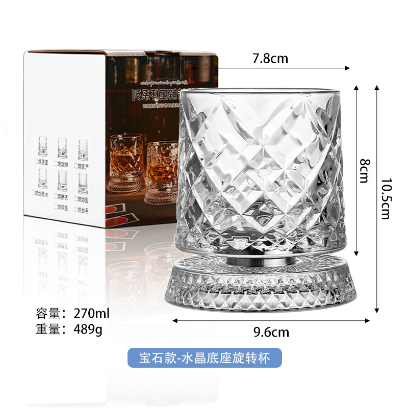 Boîte de couleur de tasse rotative de base de cristal de style de pierre précieuse