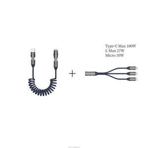 โลหะผสมสังกะสี 240w USB 3.0 3 ใน 1 Type-C ไมโครอะแดปเตอร์ All-in-One-Pro 4 In 1 สปริงสาย USB - Product Image 5