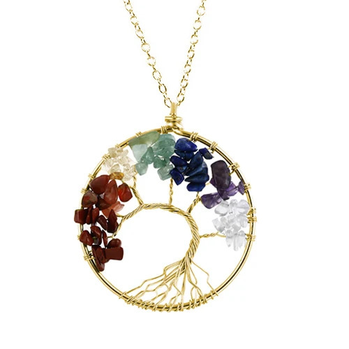 Gold-colored tree of life pendant-chain not included