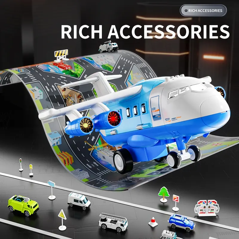 Trasporto educativo di deformazione per bambini e ferrovia urbana giocattoli di plastica camion aereo in lega portaerei pista auto per bambini