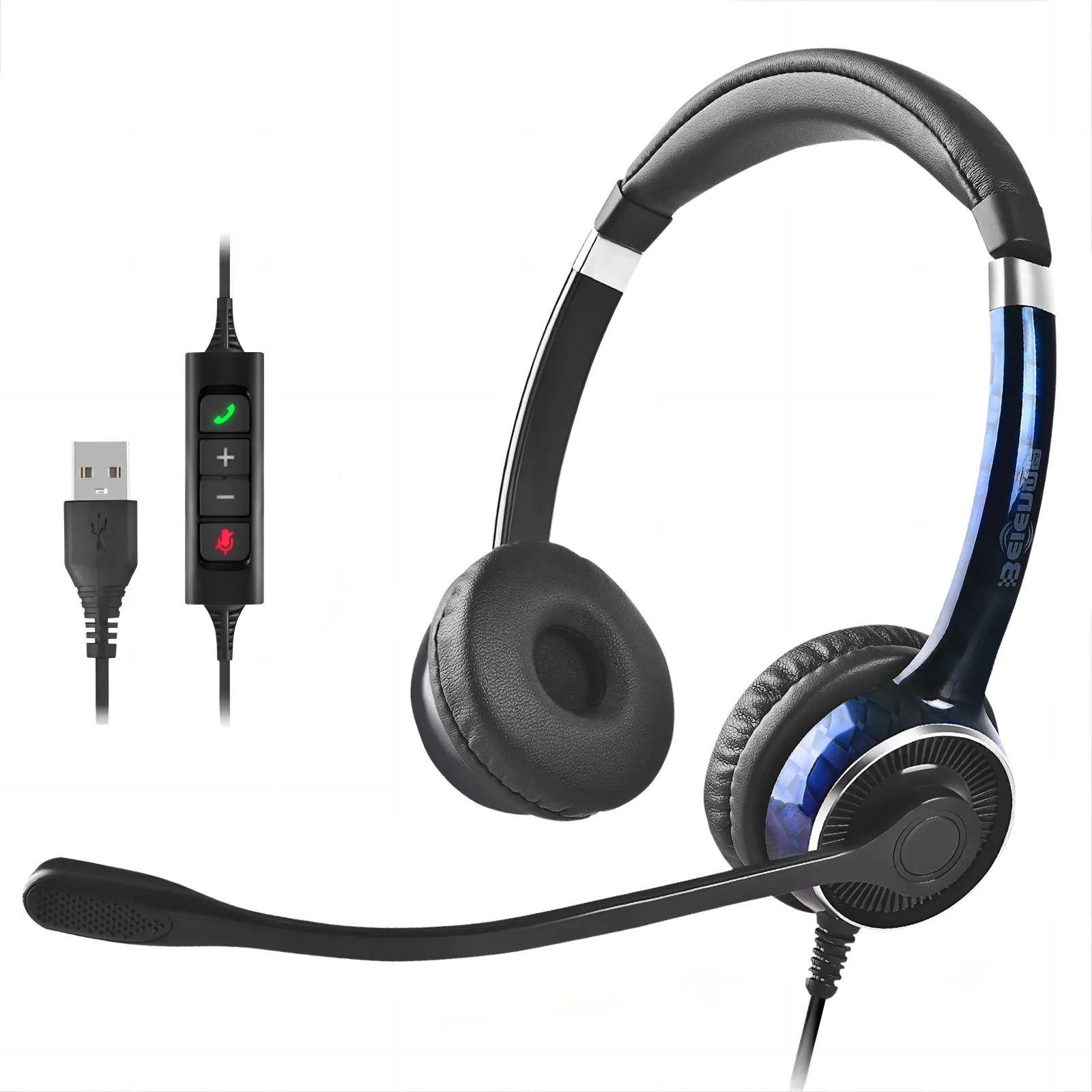 Beste Kwaliteit Stereo Jabra-USB-A/C Casque Callcenter Bedrade Headset Ruisonderdrukking Hoofdtelefoon Met Boom Microfoon Voor Kantoor