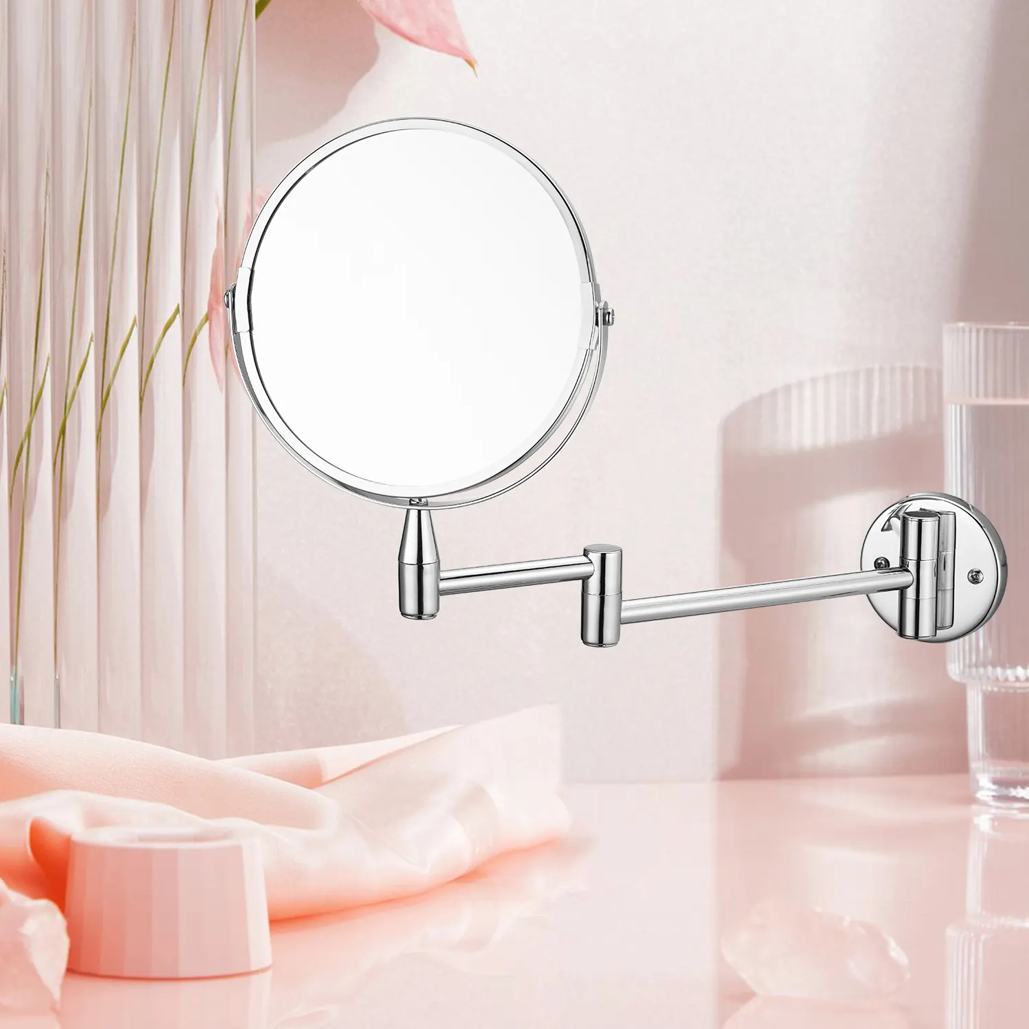 Hotel Business Style Espelhos Decoração Parede Dupla Face Uso Doméstico Vanity Mirror Para Barbear Ampliação Custom Makeup Mirror Round