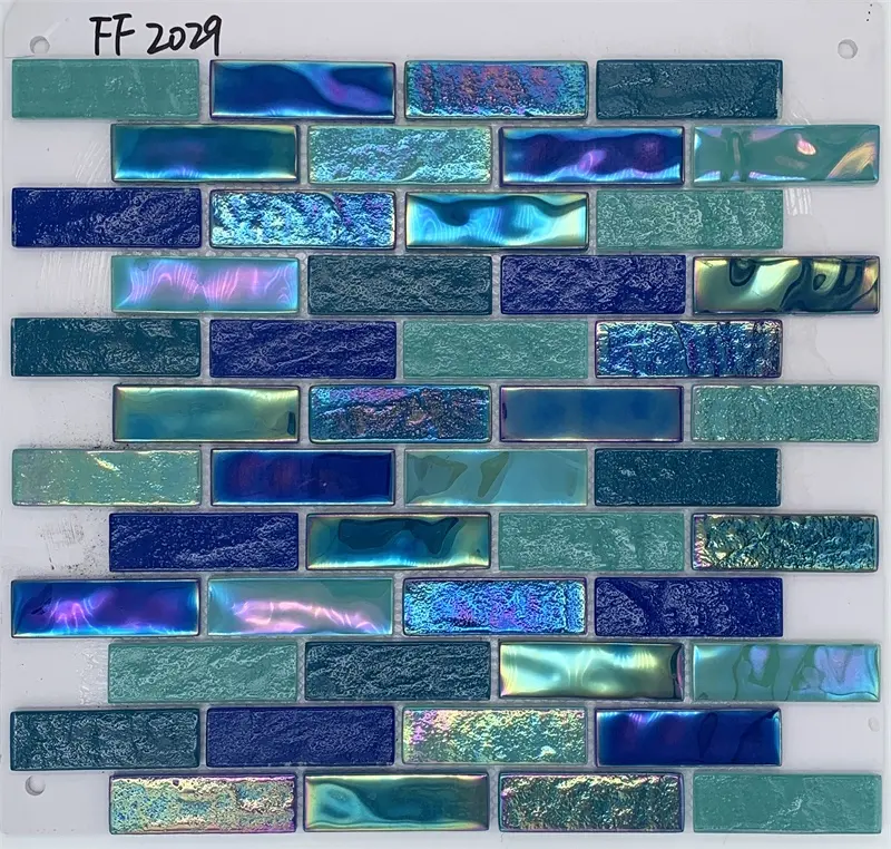 Foshan mosaic iridescent crystal shining blue glass swimming pool tile