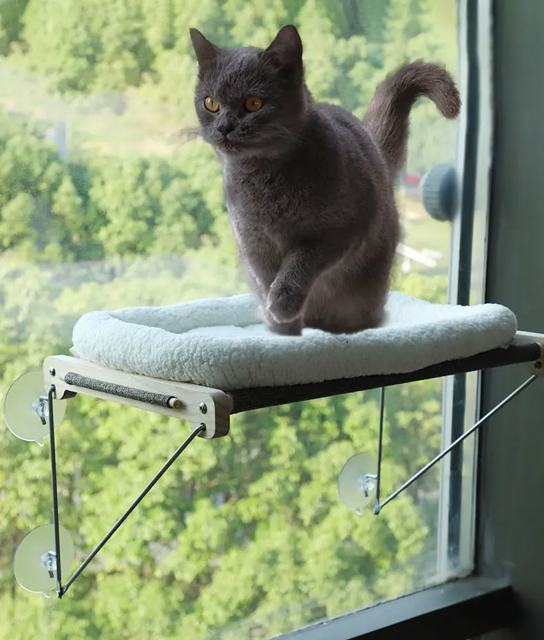 Uzay tasarrufu Sunbath monte kedi pencere levrek kedi hamak pencere 4 güçlü vantuz ile evcil hayvan hamağı yatak