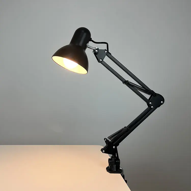 Lampu meja komputer Led lengan ayun, lampu meja kerja kantor lipat dengan penjepit Arsitek