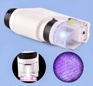 Kit de microscopio de mano, luz Led de laboratorio, 60x-120x, Mini microscopio de mano alimentado por batería con luz Led, ciencia para niños - Product Image 4