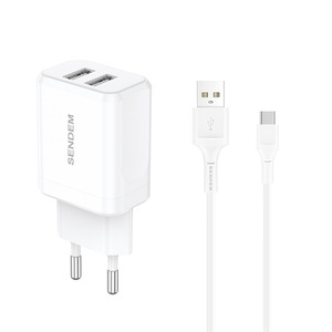 Android TYPE-Cフラッシュ充電に適したヨーロッパ標準3.4Aデュアルポート充電器データ充電ケーブルセット - Product Image 1