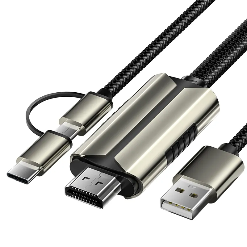 COTECi 2in1 USB Type C & MicroUSBケーブル (MHLアダプター付き) 1080PHDHDTVミラーリング充電ケーブル (Samsungオーディオビデオケーブル用)