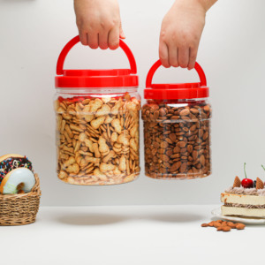 250 500 ml 1L <strong>2L</strong> 3500 ml 4 lb Plastic <strong>Jars</strong> with Lids with Handle for Snacks Biscuits Oatmeal Beans Rice Storage Bottle Container - Product Image 1