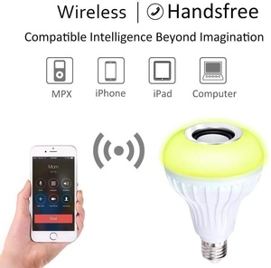 E27 12 watt akıllı RGB kablosuz hoparlör müzik çalma ampul kısılabilir uzaktan kumanda ile LED ampul ışık - Product Image 4