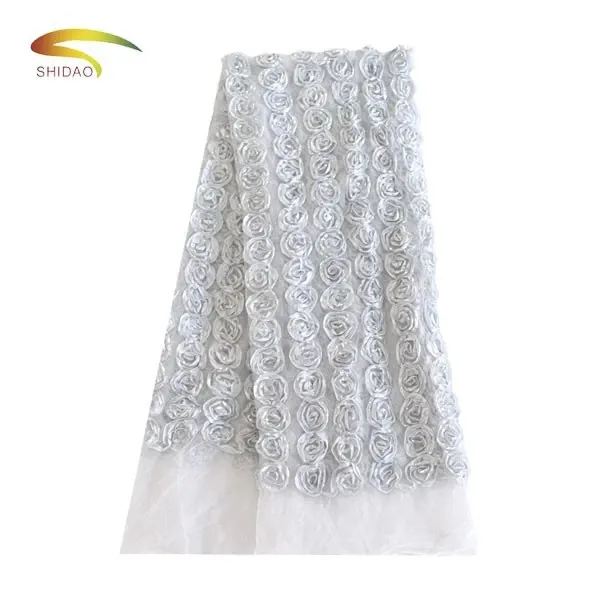 Shidao china fashion white swiss voile raschel gasa vestido coreano tela de encaje