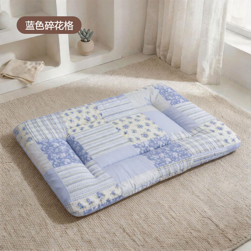 Four Seasons Fabric Cushion - Blue Floral Check