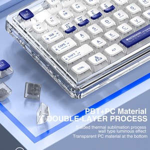 Teclado mecánico LEOBOG K81 75%, carcasa acrílica transparente rosa, tri-modo, teclado inalámbrico RGB Bluetooth intercambiable en caliente - Product Image 4