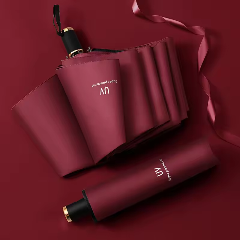 Parapluie 8K Long et Colle Noire (UV) - Rouge Vin