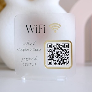 Custom 5&quot;x5&quot; Plastic Wifi QR <strong>Code</strong> with Base Acrylic Wifi Sign Scan for Wifi for Guests Shop Decoration Ideas Travel Agency - Product Image 4