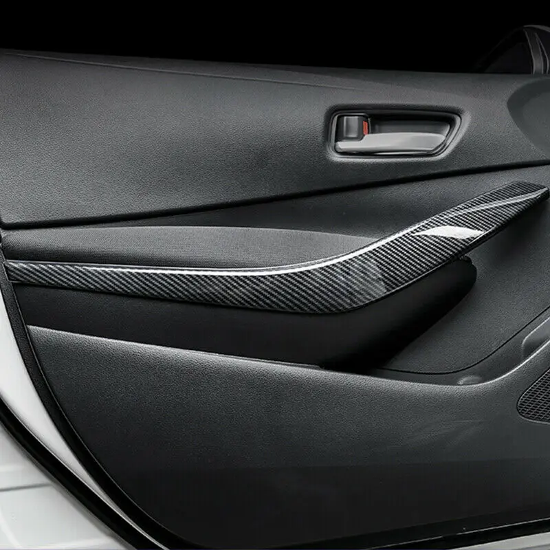 Couverture de porte intérieure en Fiber de carbone, garniture pour poignées de voiture, pour Toyota Corolla 2019 2020, 1 ou 2 pièces