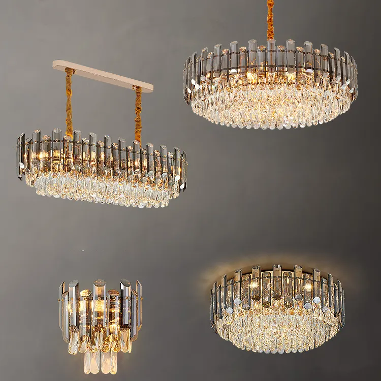 Lámparas colgantes de cristal K9 para dormitorio, candelabros de techo de lujo, estilo rústico, dorado, Moderno