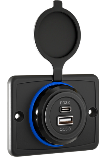 Lumière LED USB-A+Type-C QC3.0+PD3.0 bleue/rouge/verte/blanche