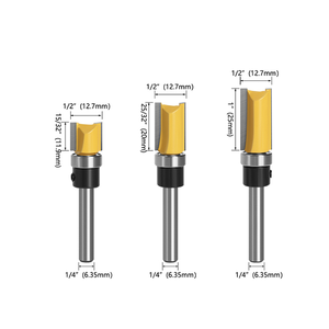 1/4 inç Shank gömme Trim yönlendirici Bit desen Bit üst alt rulman 3/4 "bıçak şablon ahşap freze kesici - Product Image 2