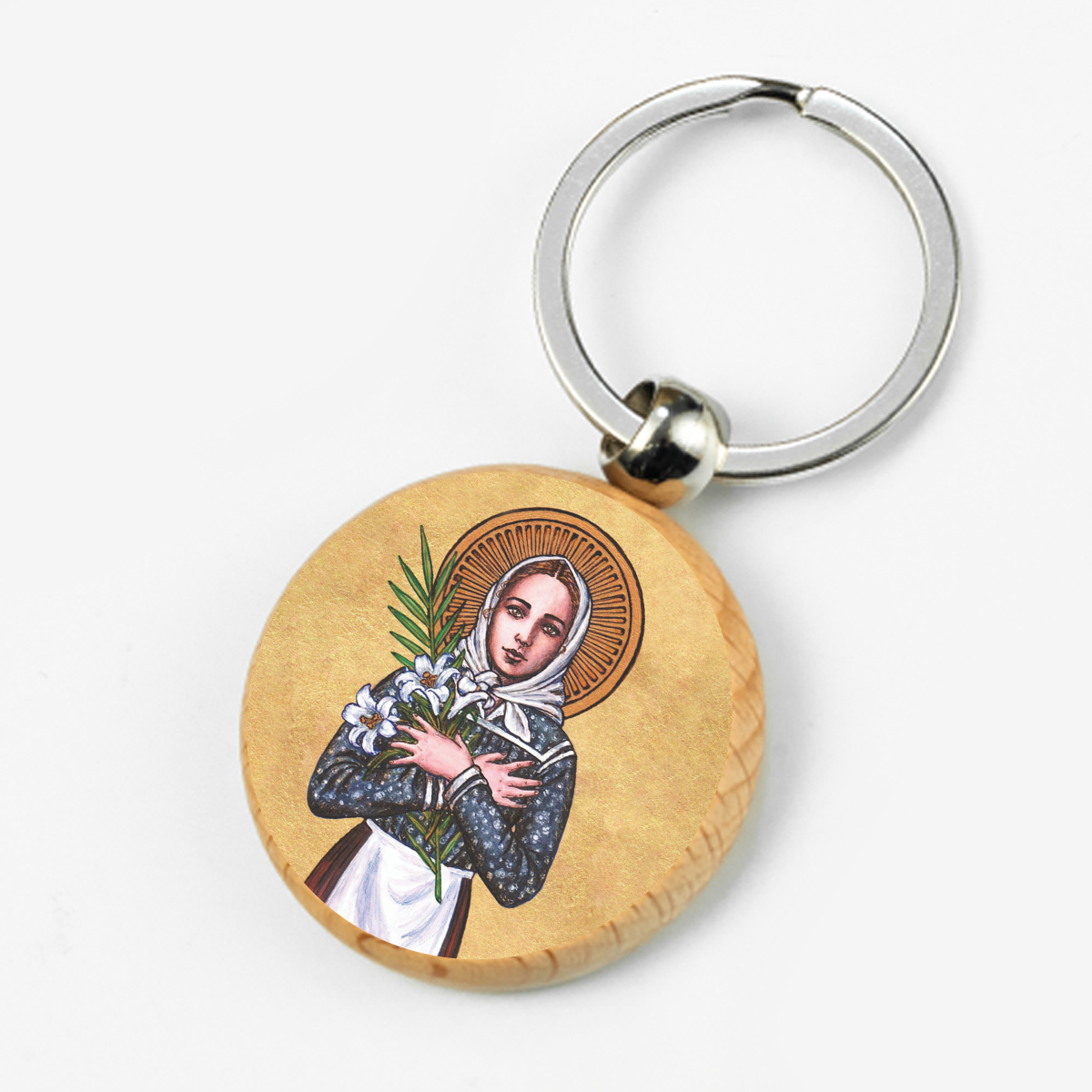 7. Porte-clés en bois - Sainte Maria Goretti