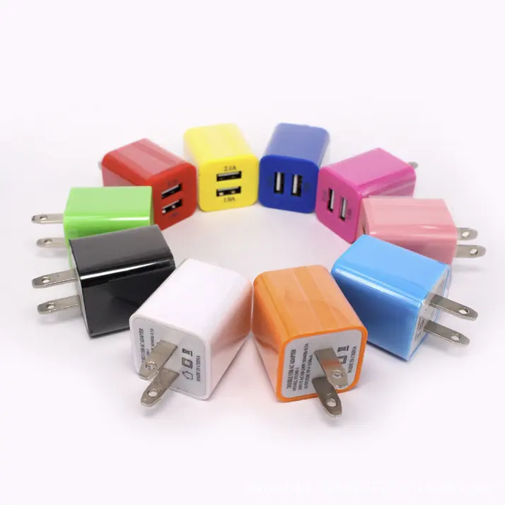 Colorido Dual 2 puerto USB pared cargador de viaje adaptador de enchufe 5v 2.1A