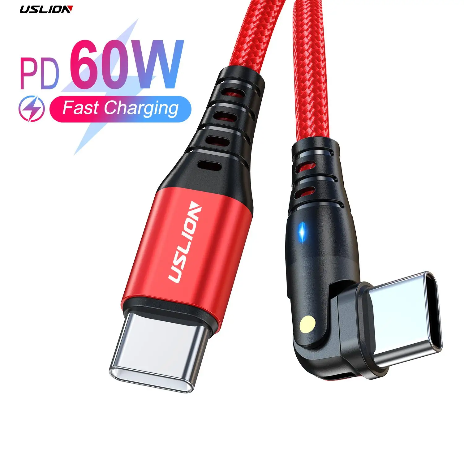 Cabo cotovelo uslion 2m pd60w, cabo usb tipo c rotação 180, cabo de dados usb, carregamento rápido, laptop, tablet, acessórios para telefone celular