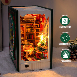 新着DIYブックヌックキット木製ドールハウスハッピーホリデークリスマスギフトアイデアブックヌックキット女の子用ドールハウスヌックブック