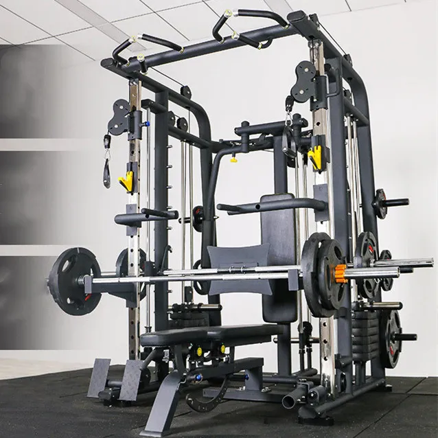 Attrezzatura da palestra per la casa commerciale multifunzione Smith Machine Squat Rack per allenamento Fitness Back Crossover regolabile in vendita