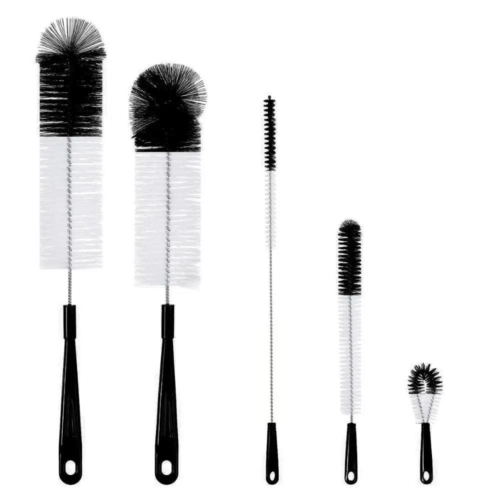 Fournitures de nettoyage pour la maison, nettoyeur de bouteilles, brosse de nettoyage de bouteilles d'eau et de paille, lot de 5