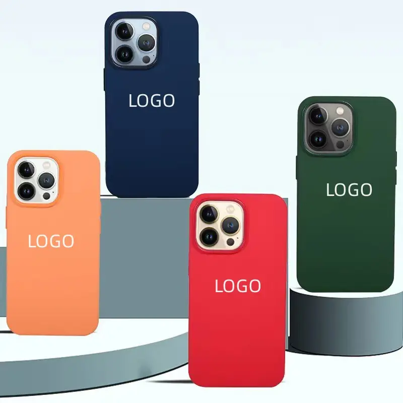 Capa de silicone líquido magnético à prova de choque para celular, com lã, logotipo personalizado para iphone 13 12 pro max, ideal para o iphone 14 15 pro max