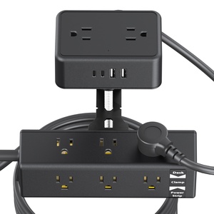 <strong>New</strong> Design US Power Outlet Dual Layer Desk Clamp Power Strip, Desktop Edge Mount Charging Station with 13 Outlets 4 USB Ports - Product Image 5