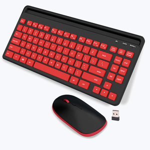 Wireless <strong>Keyboard</strong> and Mouse Combo Compact <strong>2</strong>.4GHz Featuring Integrated Multimedia Keys Smartphone/Tablet Holder Deskset for PC - Product Image 1