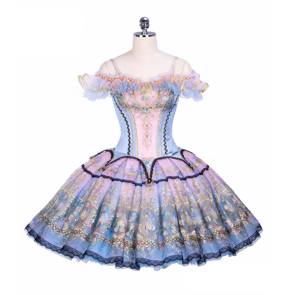 Tutú de ballet personalizado para niñas y adultos, vestido de baile de Hada de oro clásico, competición de 12 capas, profesional