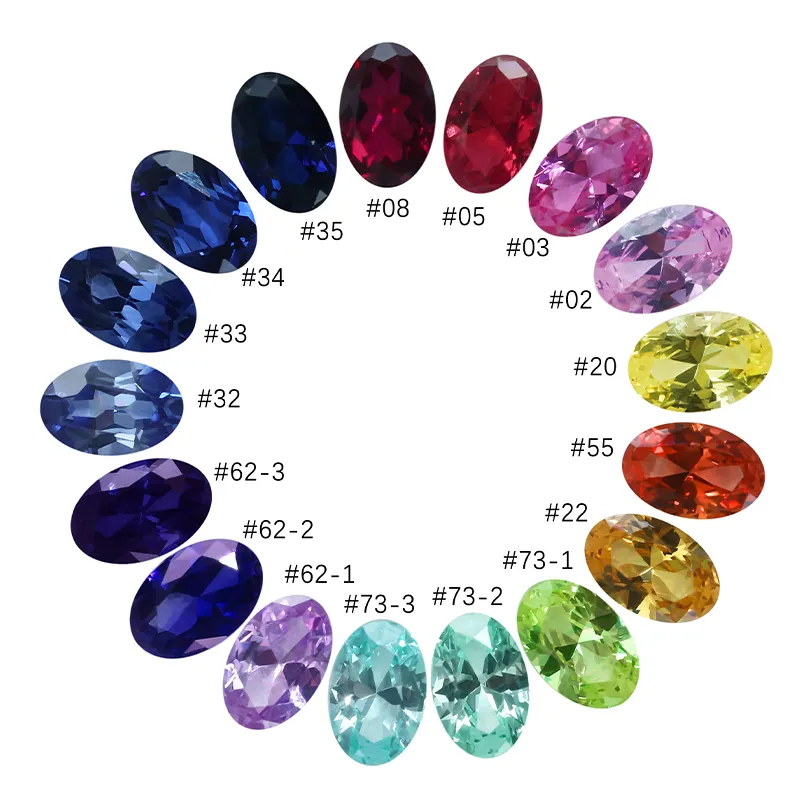 Hailer grosir bentuk oval 4*6mm pink/kuning/ungu/laboratorium biru tua menciptakan batu permata safir