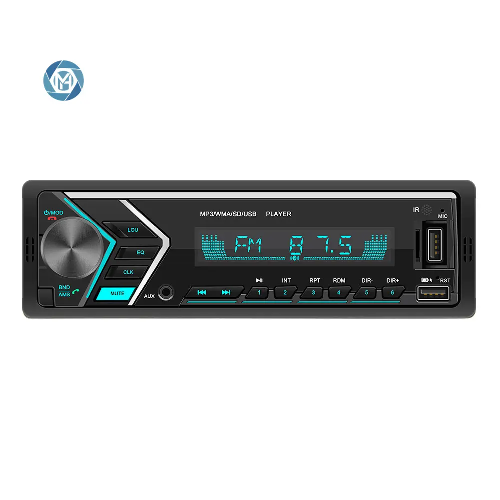 Venta directa de fábrica Universal 1 Din Car Radio BT FM AUX Lámpara colorida Reproductor de MP3 con control remoto Estéreo para automóvil