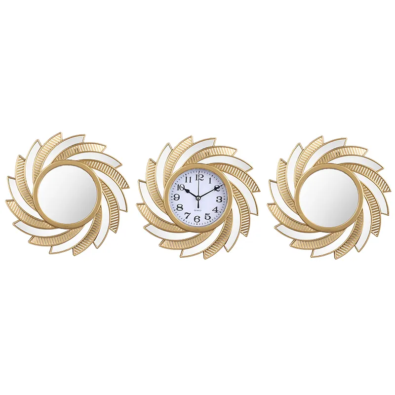 Set di orologi a specchio decorativi per la casa con cornice per foto in plastica set di specchietti per orologi da parete in 3 pezzi