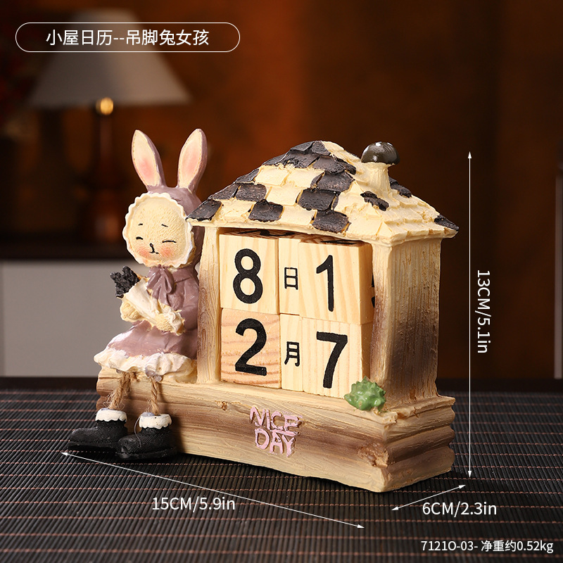 7121O-03-Calendario de cabaña--Niña conejo colgante