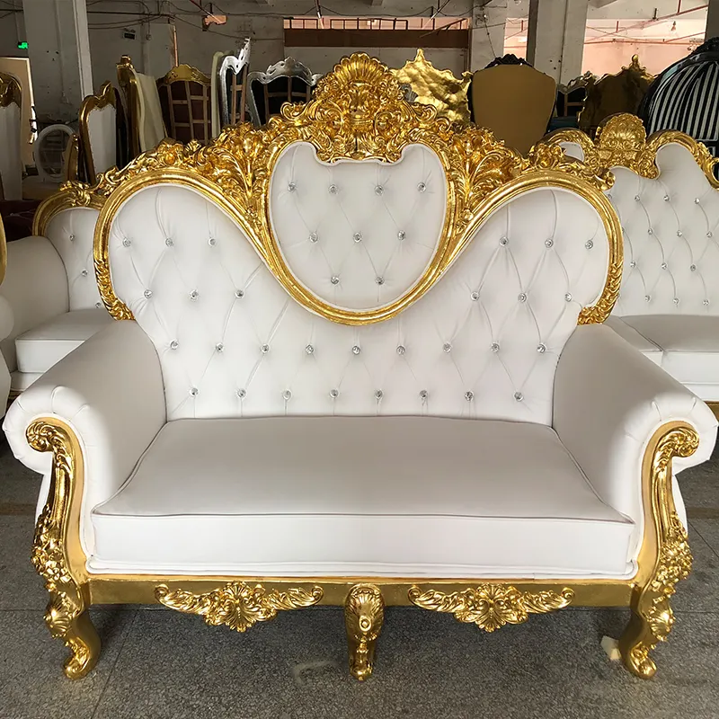 Meubles de décoration de mariage de luxe blanc canapé en cuir, ensemble de canapés d'hôtel de mariage meubles