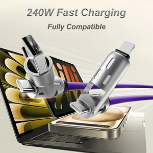 4合1 240W超快速充电电缆旋转弯头USB Type-C 1.2M手机打印机充电器电缆，带多连接器 - Product Image 5